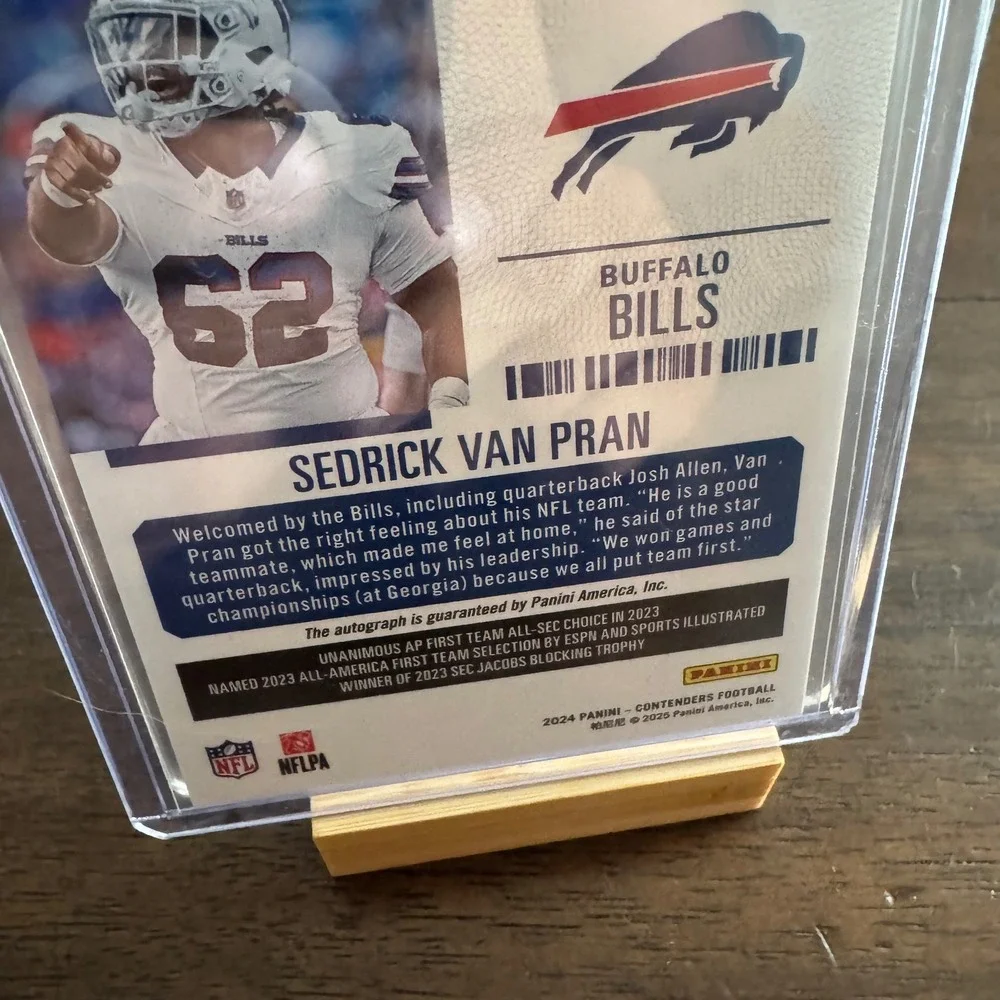 Panini Rookie Ticket Card Sedrick Van Pran Buffalo Bills Autograph RC 229